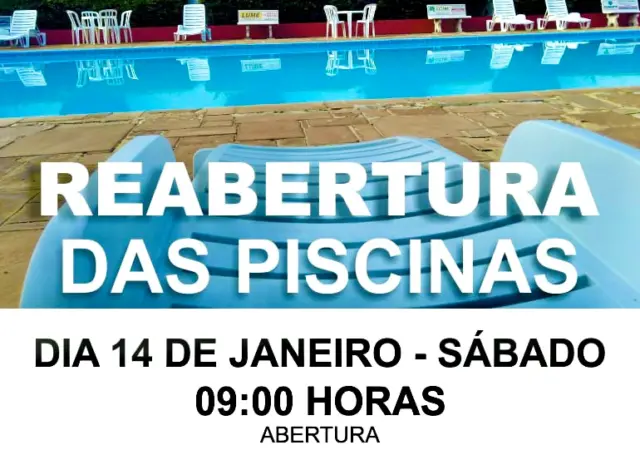 REABERTURA DAS PISCINAS NESTE SÁBADO, 14/01