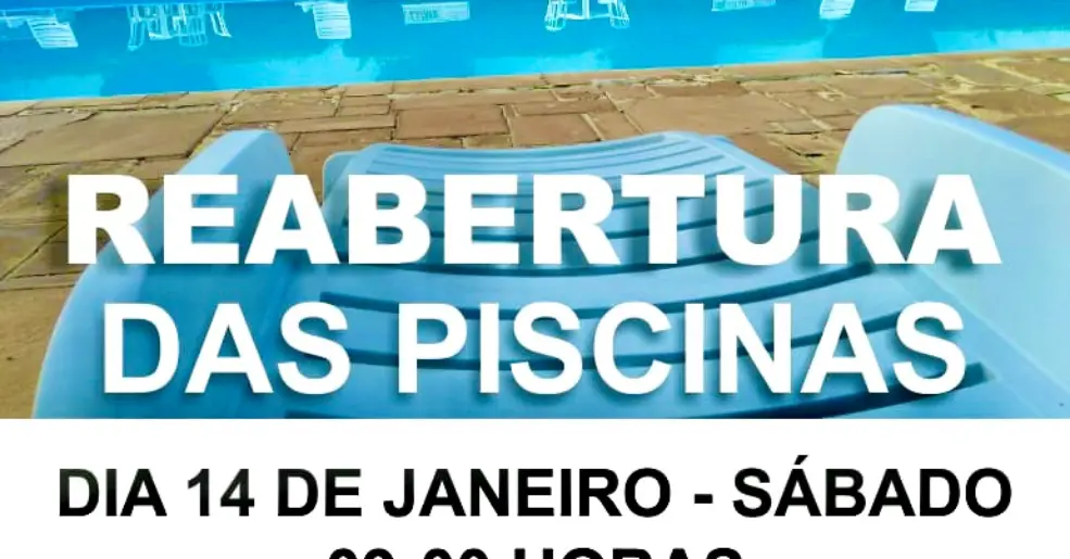 REABERTURA DAS PISCINAS NESTE SÁBADO, 14/01