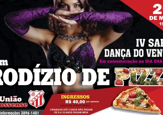 IV SARAU DA DANÇA DO VENTRE COM RODÍZIO DE PIZZA DIA 20/05