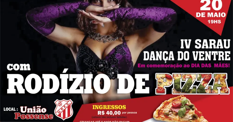 IV SARAU DA DANÇA DO VENTRE COM RODÍZIO DE PIZZA DIA 20/05