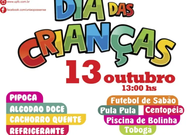 FESTA DAS CRIANÇAS NO UNIÃO – 13/10 A PARTIR DAS 13H00